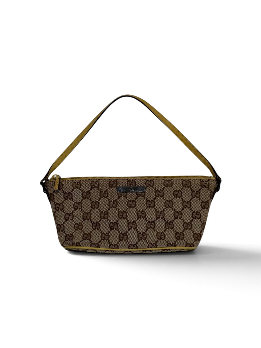 Gucci Vintage GG Canvas Boat Pochette - Beige & Yellow
