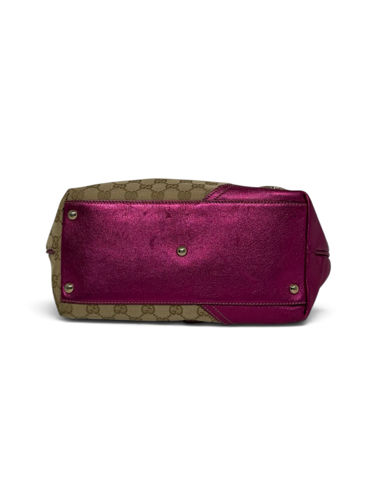 Gucci GG Canvas Canvas & Leather Tote bag -Beige & Metallic Magenta
