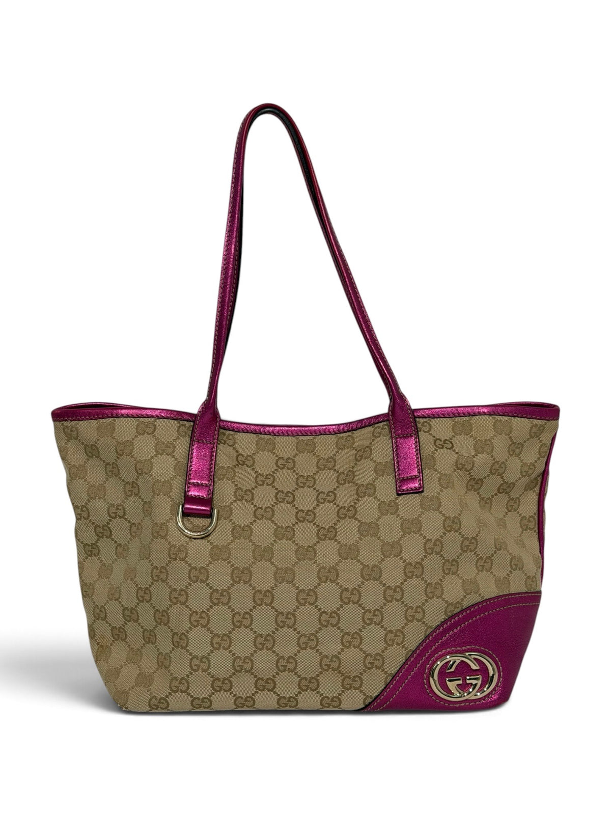 Gucci GG Canvas Canvas & Leather Tote bag -Beige & Metallic Magenta
