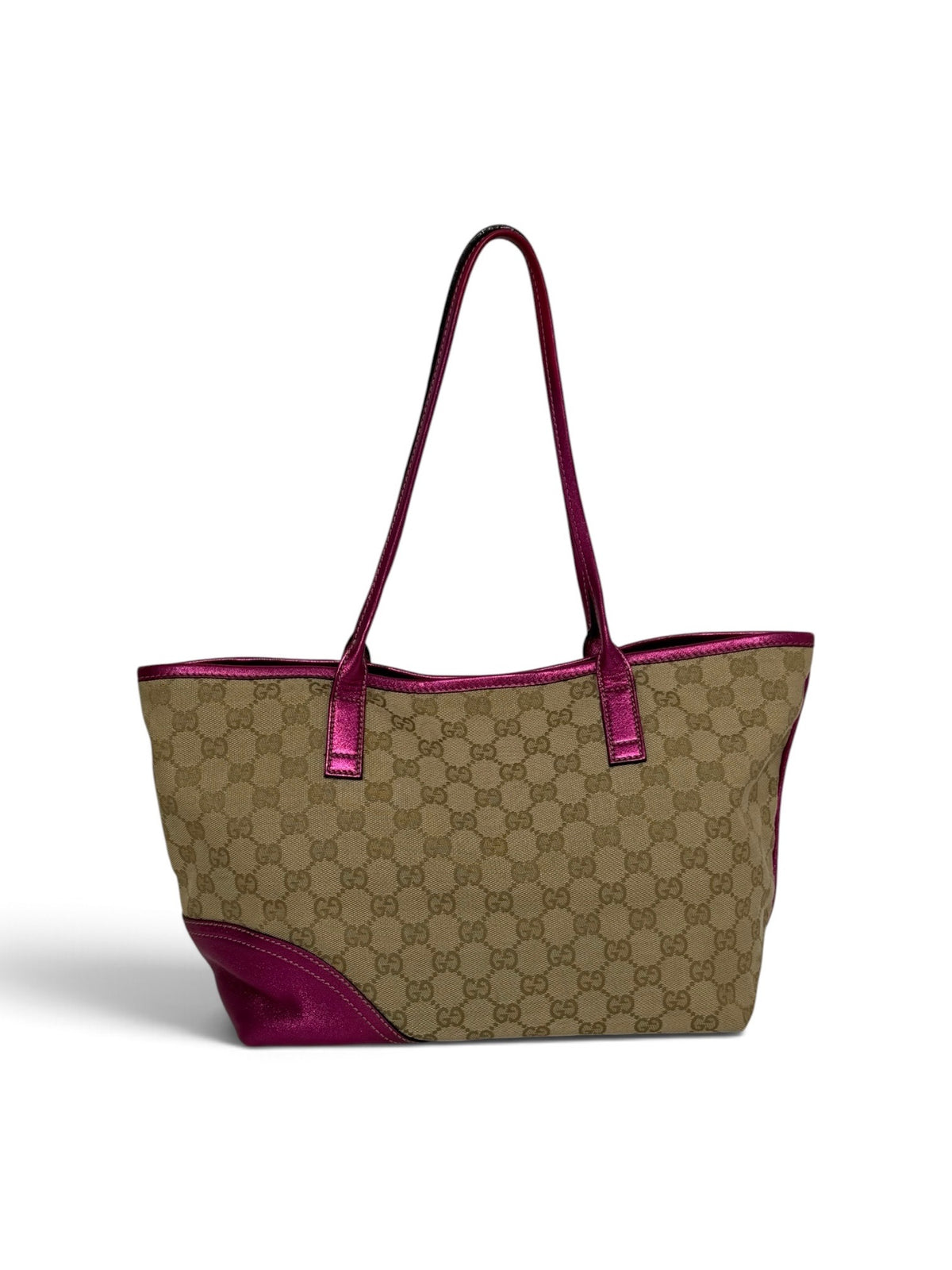 Gucci GG Canvas Canvas & Leather Tote bag -Beige & Metallic Magenta