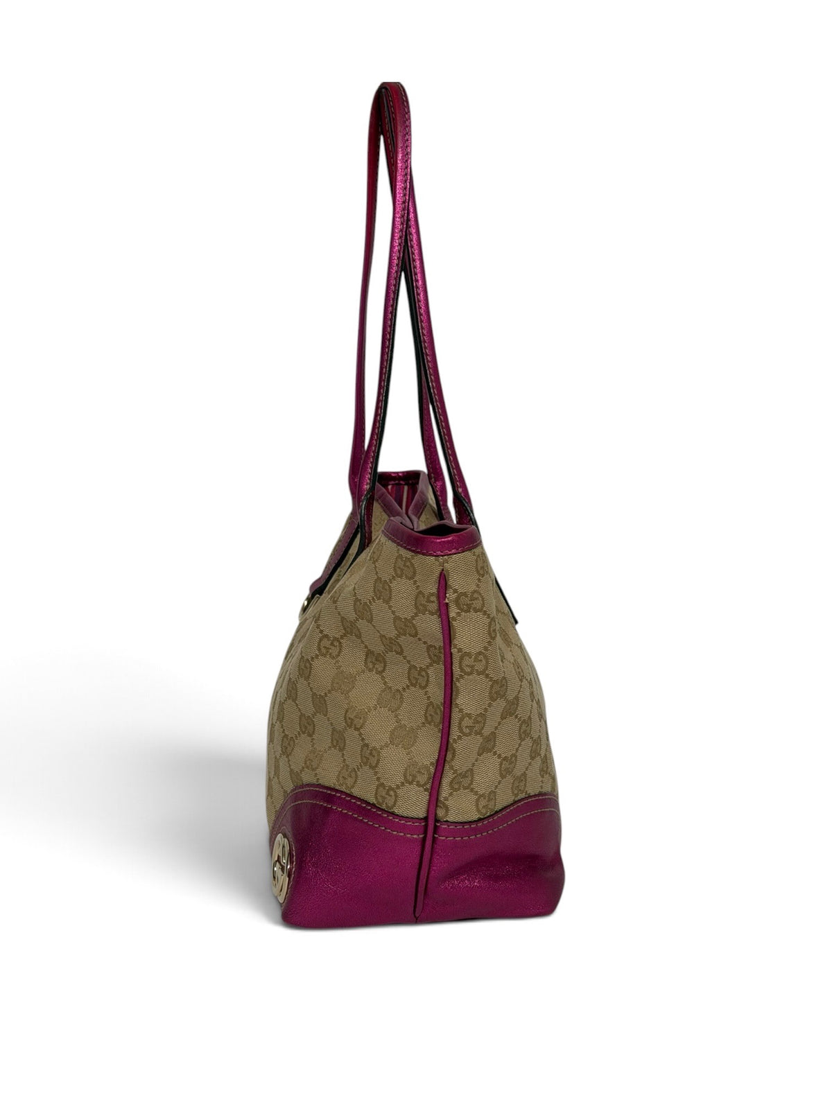 Gucci GG Canvas Canvas & Leather Tote bag -Beige & Metallic Magenta